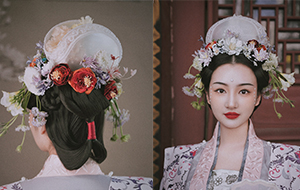 中式传统婚礼造型|采用白色珍珠点缀