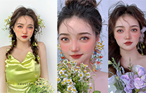 浪漫唯美鲜花造型新娘造型|宁波化妆学校排名